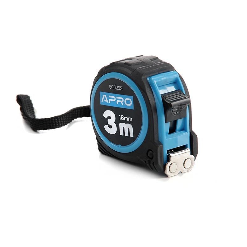 Рулетка магнітна обрезинена Apro 3 м х 16 мм (500295)