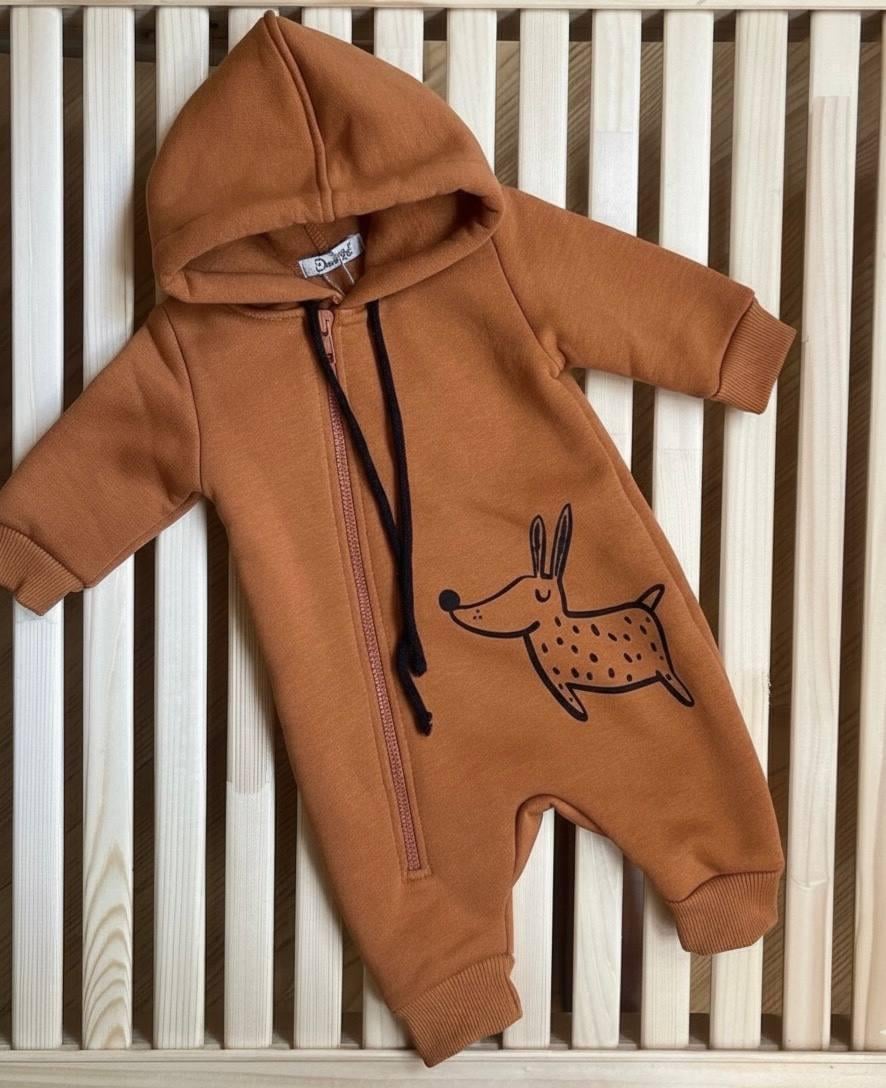 Комбинезон ромпер утепленный детский DreamKid 56 см Корица