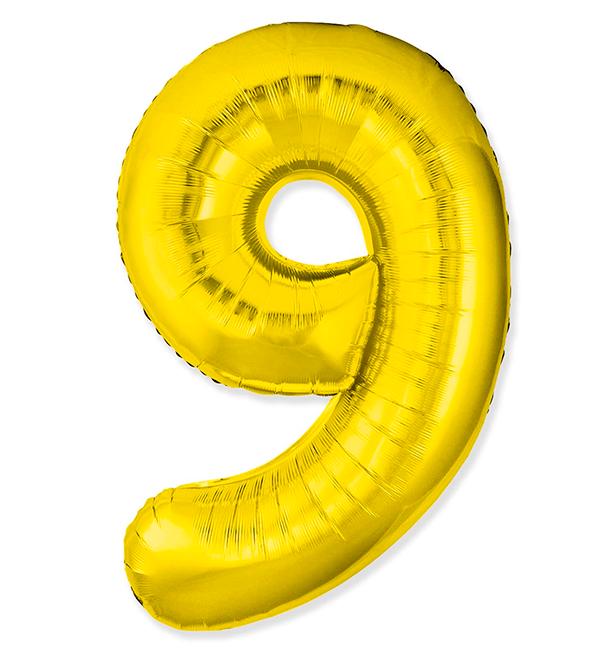 Кулька Цифра 9 Slim 1 м Золотий (1356196)