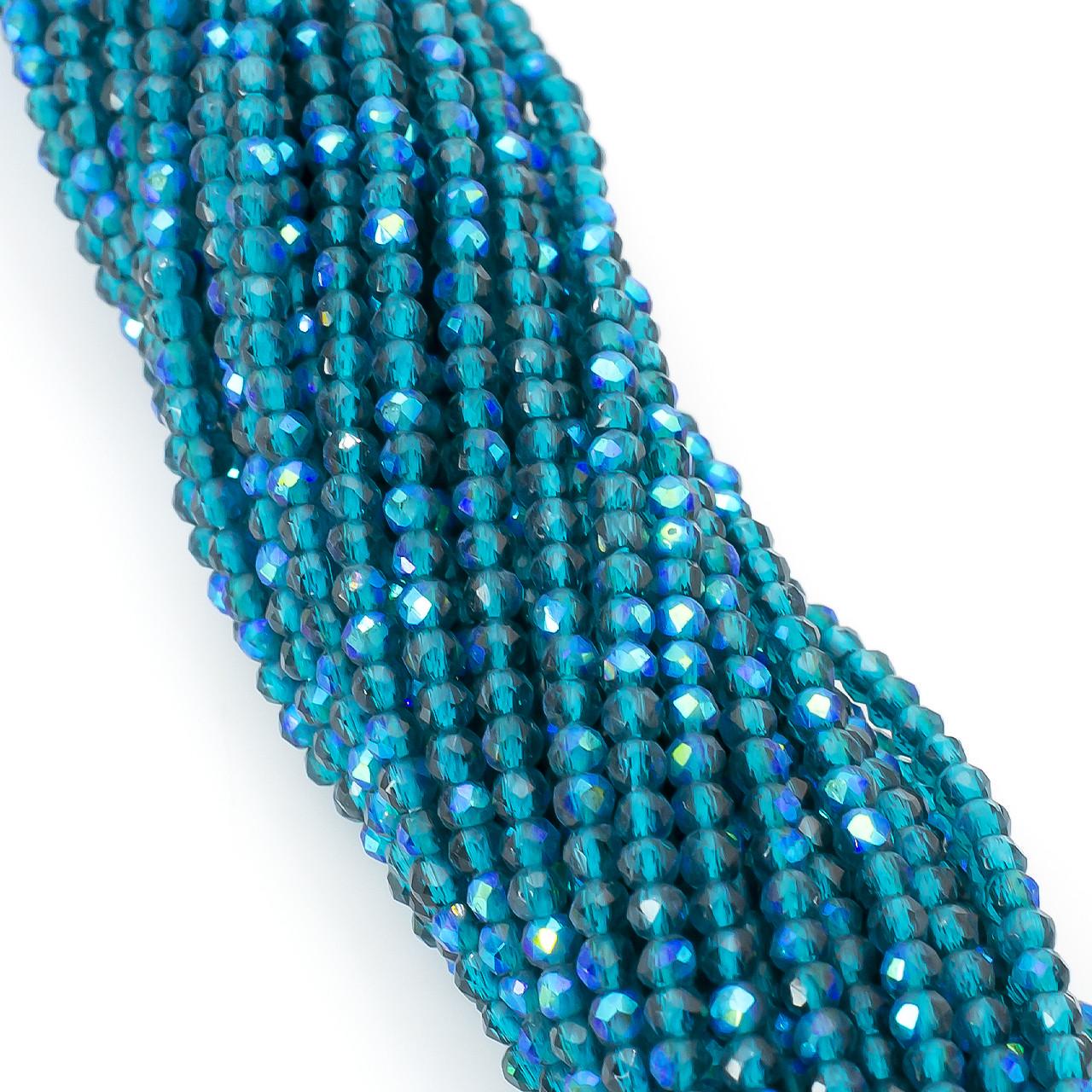 Бусины из шпинели на нитке круглая огранка 37 см 2 мм 200 шт. Морская волна (БШ2102к80)