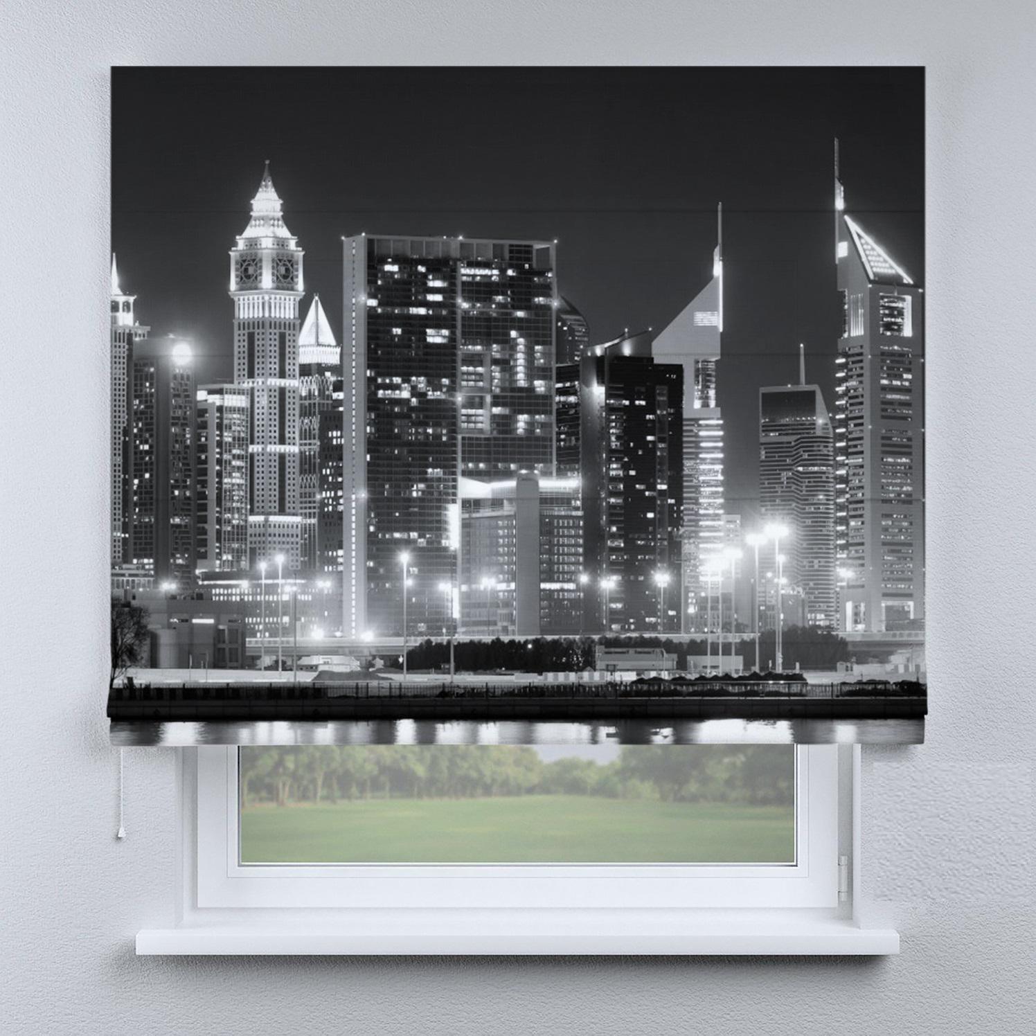 Римская штора Веревочный карниз Wenster ДВ 15-15-20 Город Black&White 245х170 см Черный (61691192)