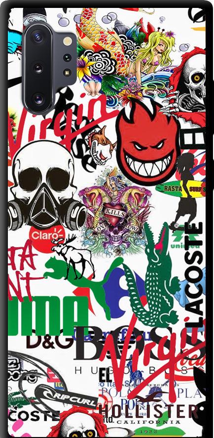 Чехол на Samsung Galaxy Note 10 Plus Many different logos (4022b-1756-42517)
