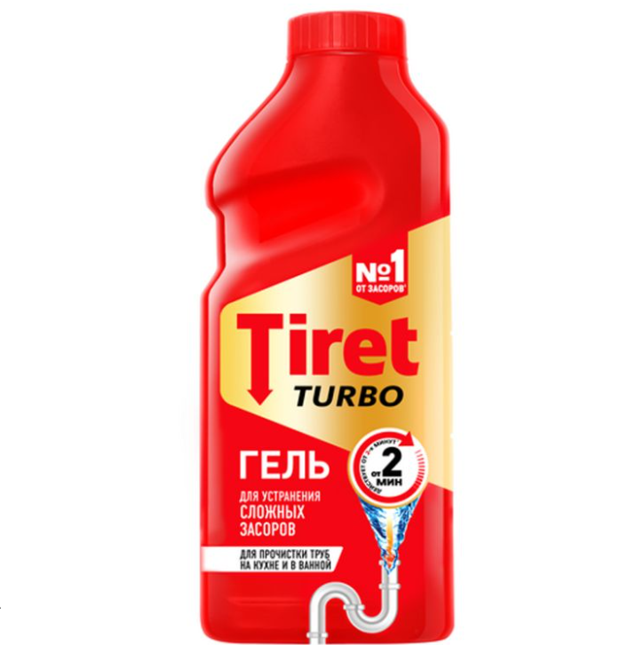 Засіб для усунення та профілактики засмічень у каналізаційних трубах Tiret Turbo 500 мл