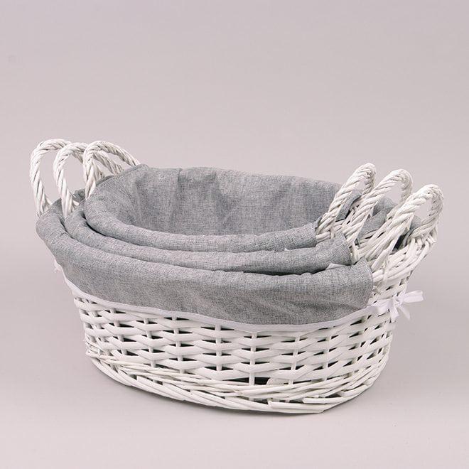 Комплект корзин с тканью Flora 31х41х15 см 3 шт. Белый (39622) Комплект корзин с тканью Flora 31х41х15 см 3 шт. Белый (39622)