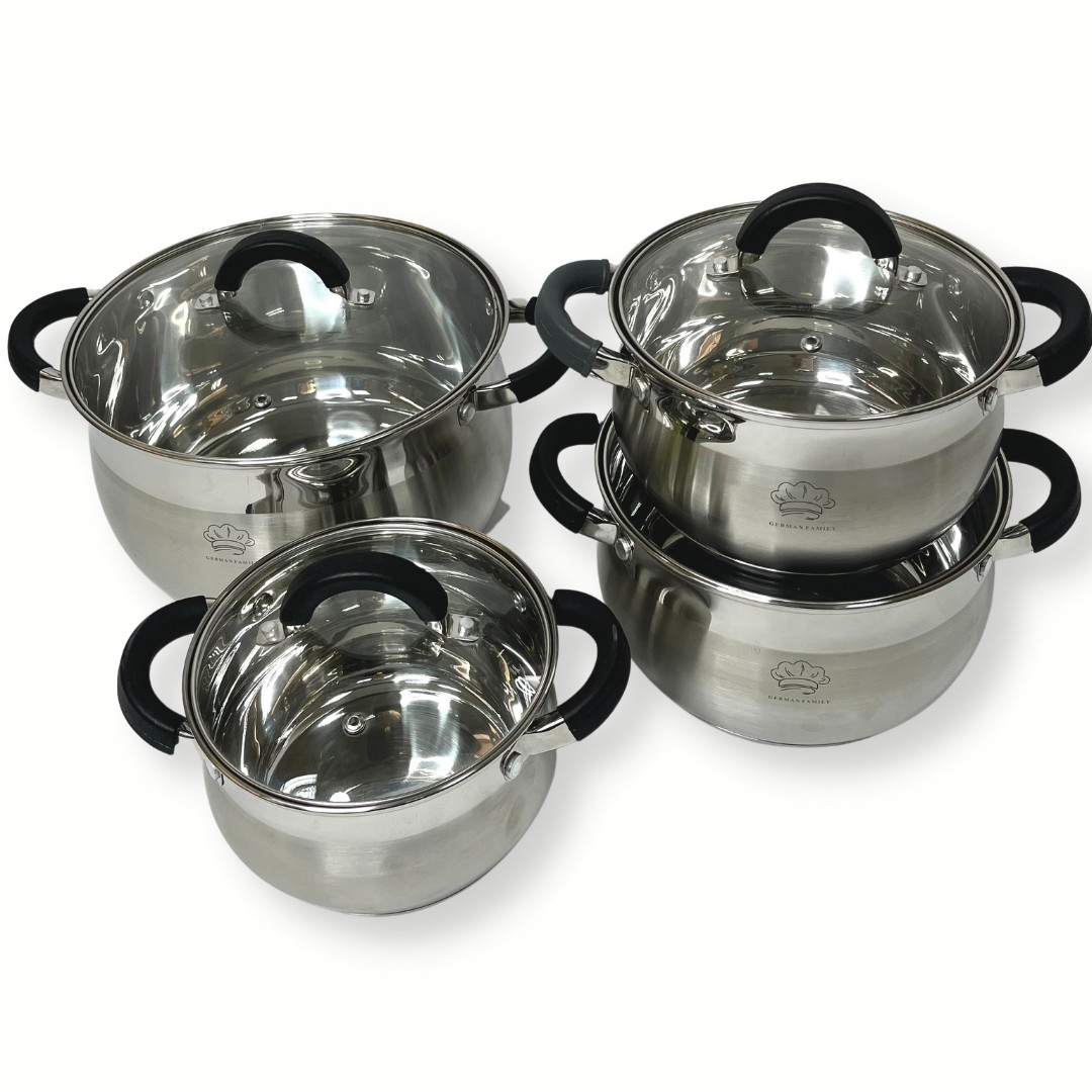Набір каструль з кришками German Family GF-2045 нержавіюча сталь 8 пр. (GF-2045) Набір каструль з кришками German Family GF-2045 нержавіюча сталь 8 пр. (GF-2045)