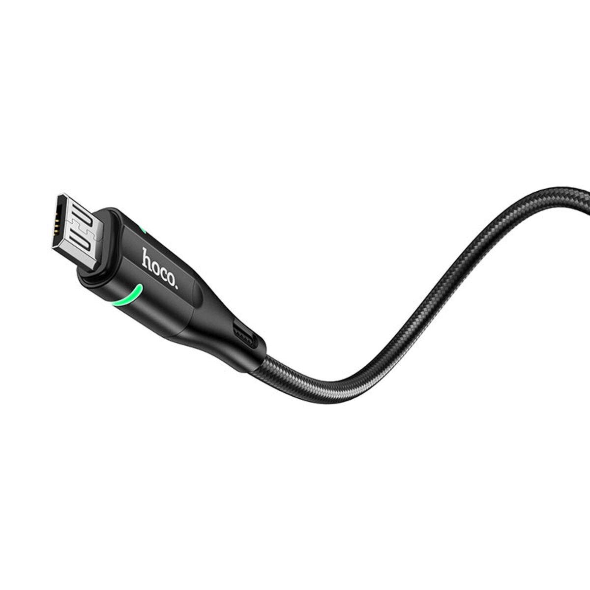 Кабель Hoco U93 USB to Micro USB с индикатором 2,4 A 1,2 м Black (580960) - фото 3