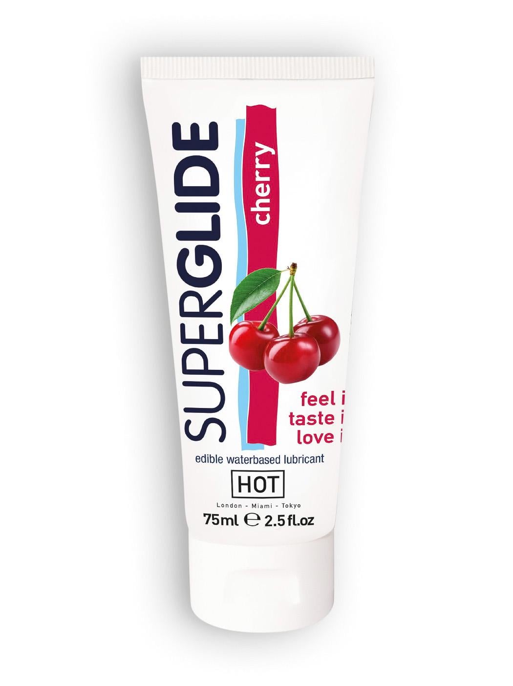 Лубрикант съедобный на водной основе Hot Superglide Спелая Вишня 75 мл