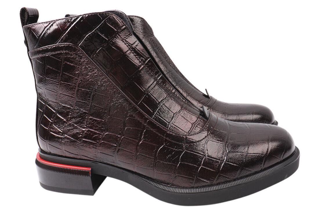 Ботинки женские Geronea из кожи на низком ходу р. 38 Бордовый (942-21DHC)