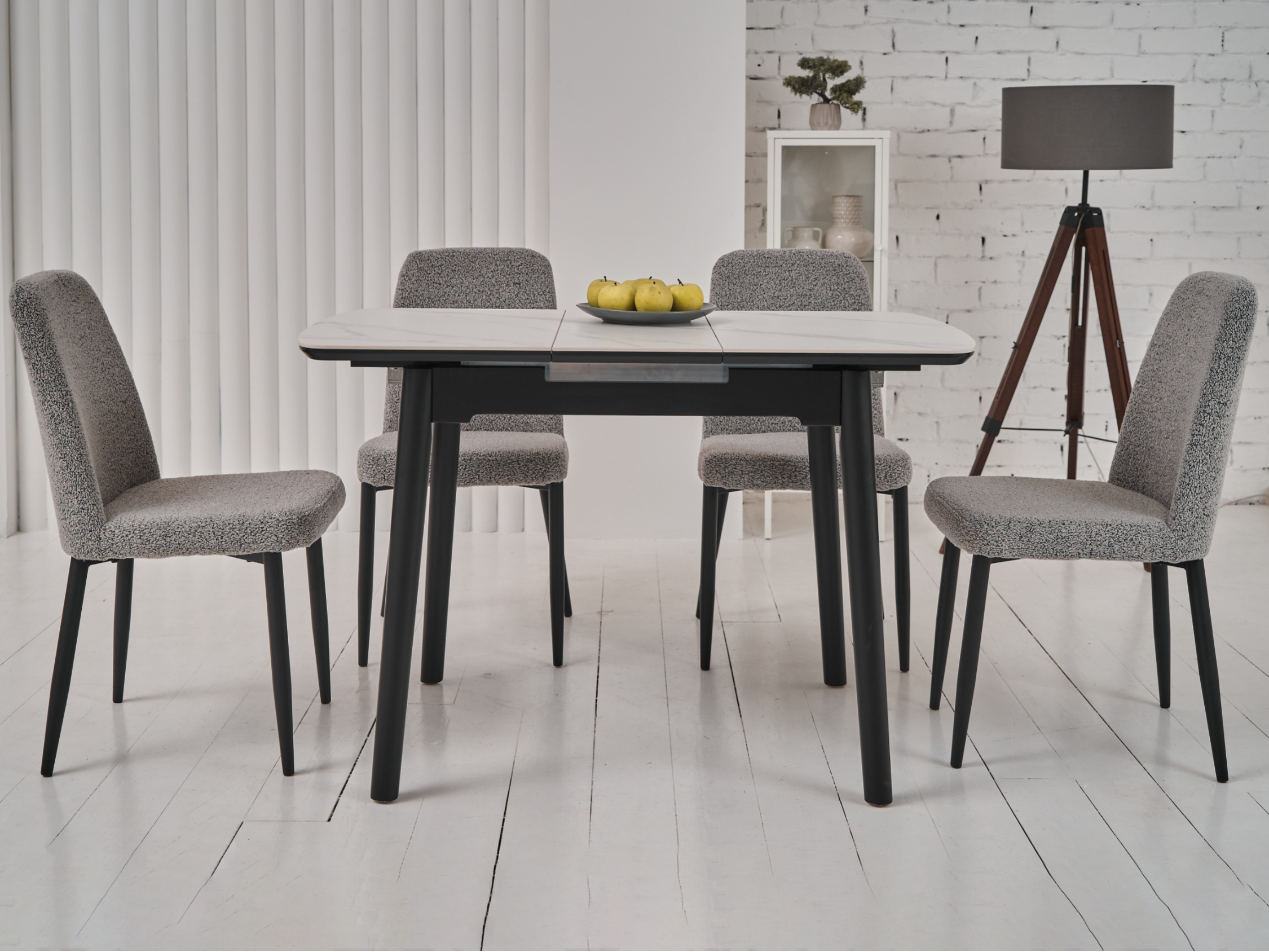 Стіл обідній розсувний Vetro Mebel 900-1200x750x760 мм Білий мрамур/Чорний (TМ-87-1) - фото 9 Стіл обідній розсувний Vetro Mebel 900-1200x750x760 мм Білий мрамур/Чорний (TМ-87-1) - фото 9