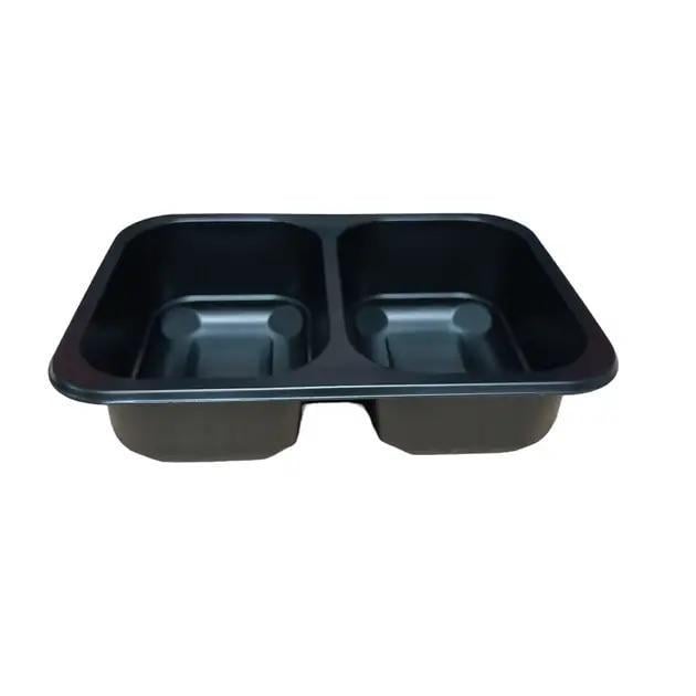 Ланч-бокс одноразовый двохсекционный Т-2 187x137x37 мм РР 25 шт. Черный (LB-0010)