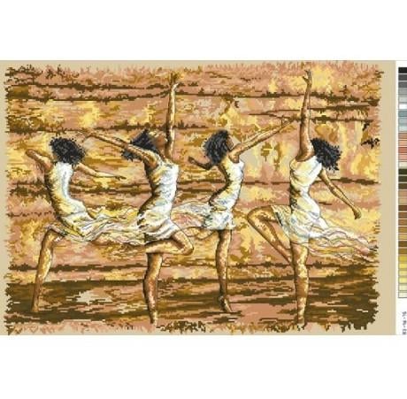 Схема на ткани для вышивки крестиком Танцовщицы А3-16-075