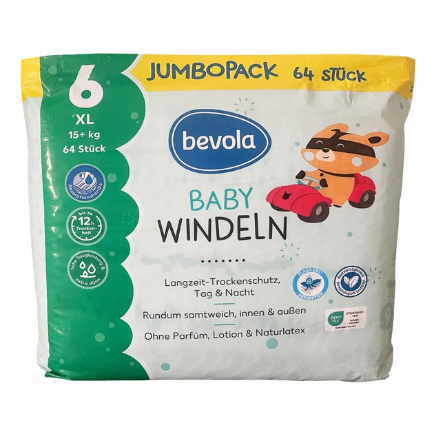 Підгузки дитячі Bevola Baby 6 XL 15+ кг 64 шт. Jumbopack (103165478) Підгузки дитячі Bevola Baby 6 XL 15+ кг 64 шт. Jumbopack (103165478)