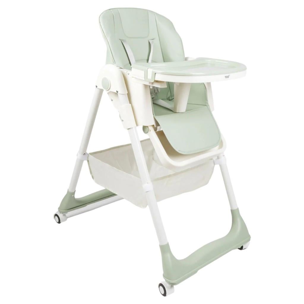 Стільчик дитячий для годування Toti 39521 на колесах з комбінованих матеріалів зі знімним столиком 56х60х101 см Зелений (150-7-190337)