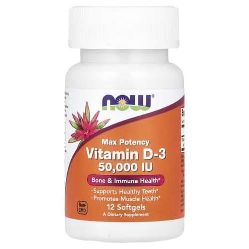 Витамин D NOW Vitamin D-3 50,000 IU 12 Softgels (NOW-00388)