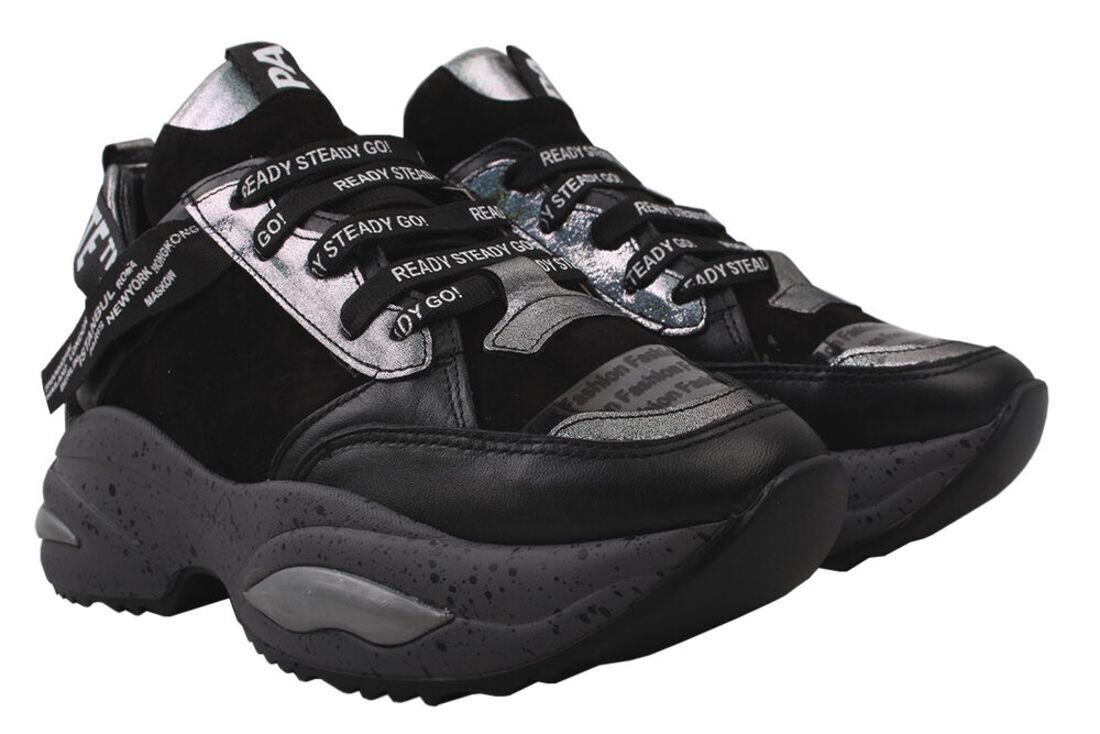 Кроссовки женские Aquamarin из кожи р. 37 Черный (1659-9DK)