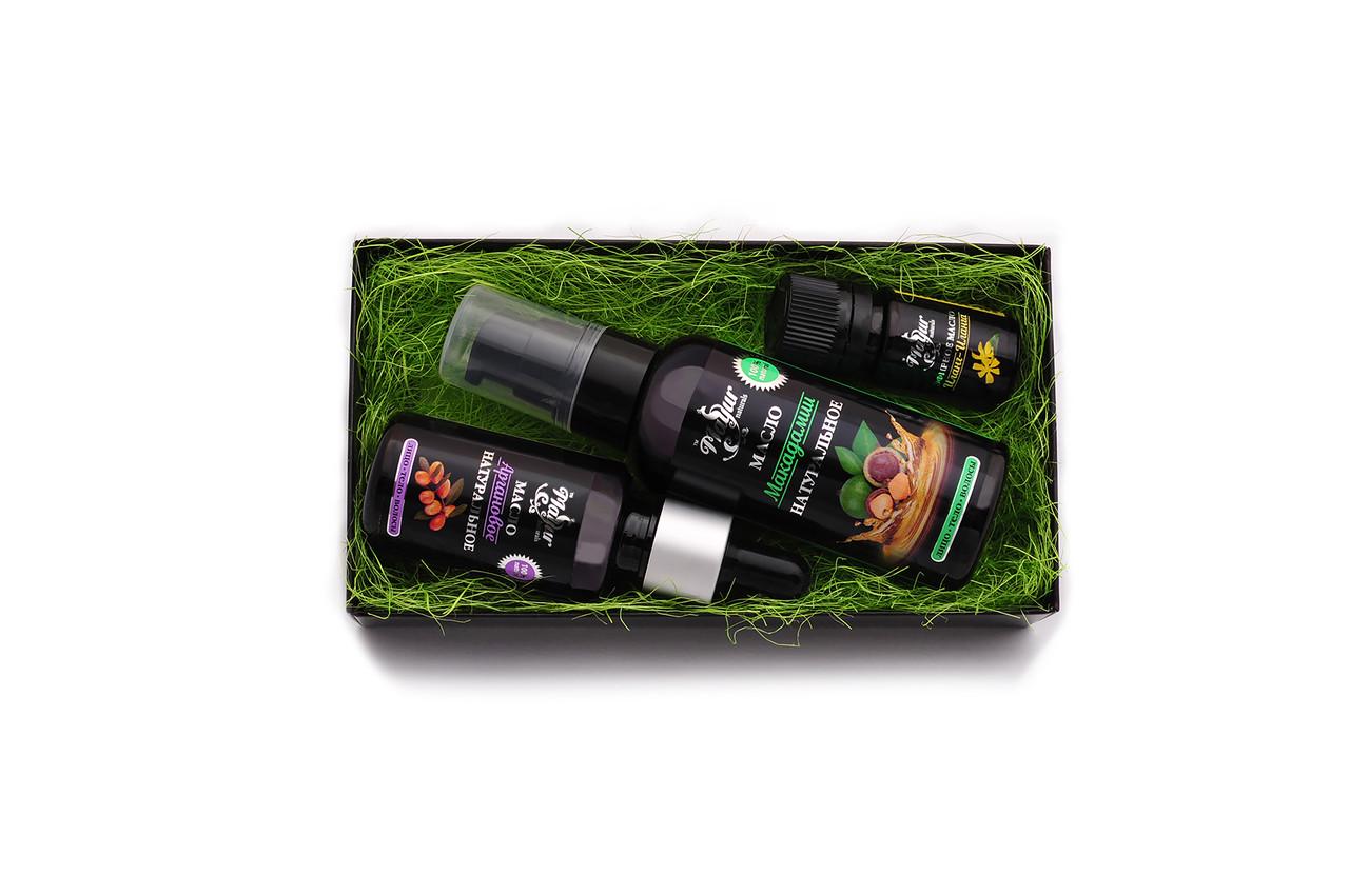 Набор антивозрастной Масло Аргановое 30 мл + Масло Макадамии 50 мл + Эфирное масло Иланг-иланг 5 мл