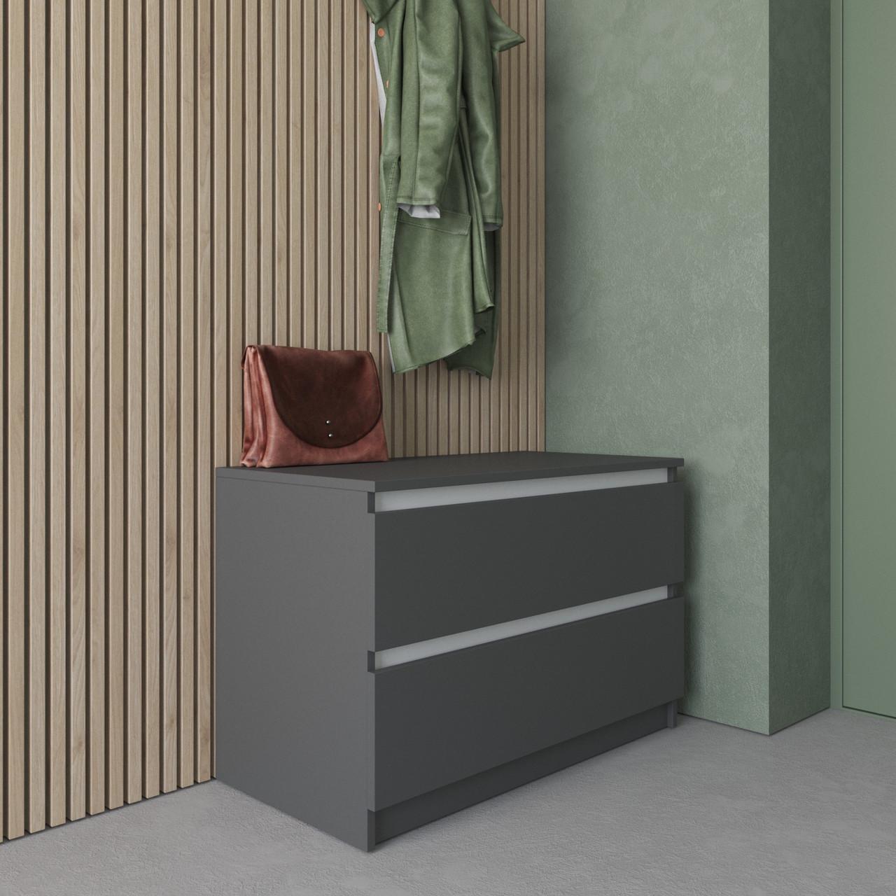 Комод з шухлядами Вайс R-19 80х40х53 см Антрацит/Білі планки (30328767) - фото 1 Комод з шухлядами Вайс R-19 80х40х53 см Антрацит/Білі планки (30328767) - фото 1