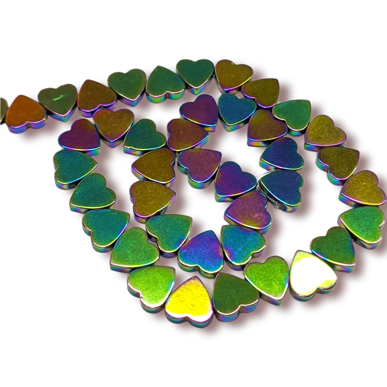 Бусины Сердце Гематит 8х2 мм Рондель Боковое Отверстие нить 40 см Разноцветный (БГ0802с52)