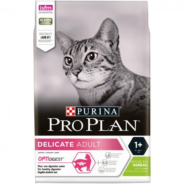 Корм сухий для дорослих кішок Purina Pro Plan Delicate Lamb з ягнятком 3 кг (7613035846708)