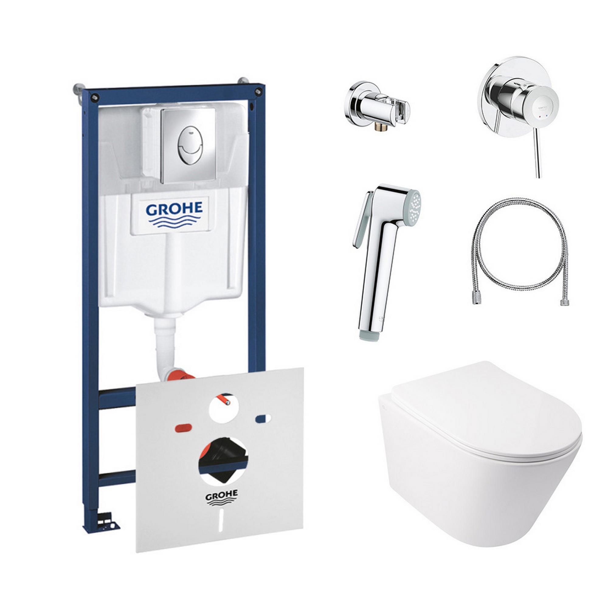 Комплект инсталляции Grohe Rapid SL 38721001QT16335178W111048 с унитазом и кнопкой Хром (75778)