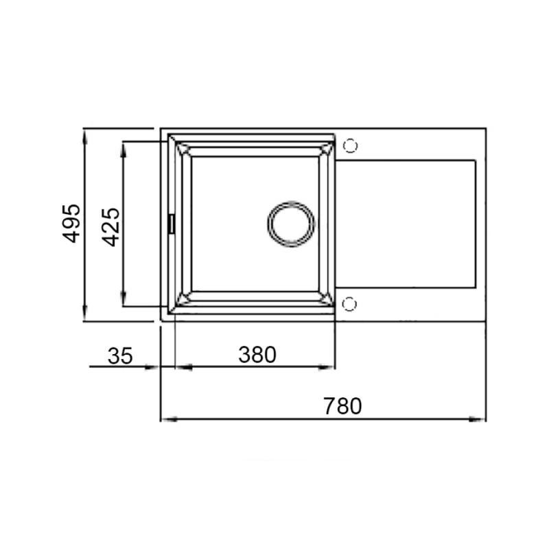 Кухонна мийка Lidz BLA-03 LIDZBLA03790495230 790x495/230 мм Чорний (80503) - фото 2