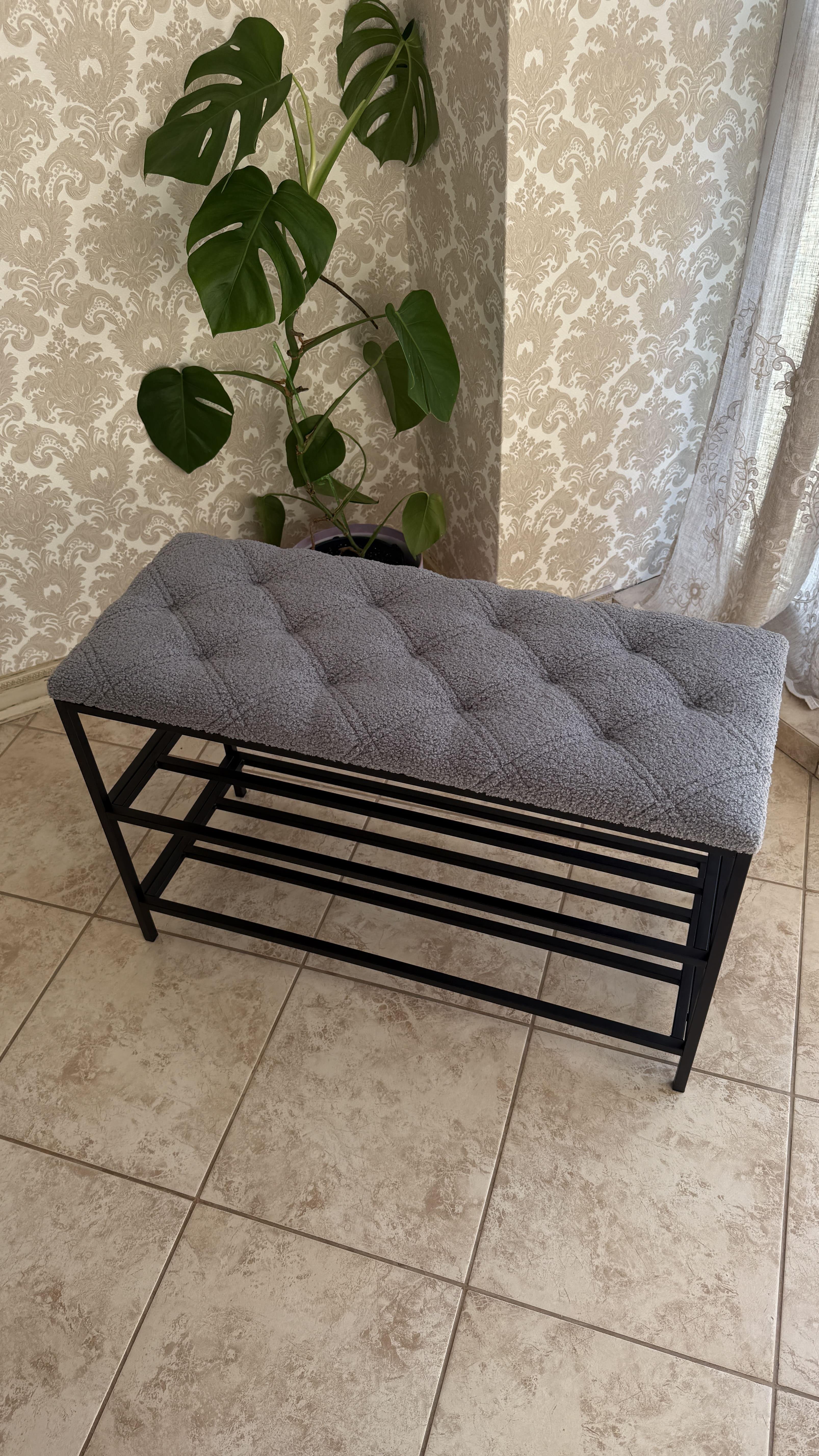 Банкетка Тедді букле 100 см Сірий (5353)