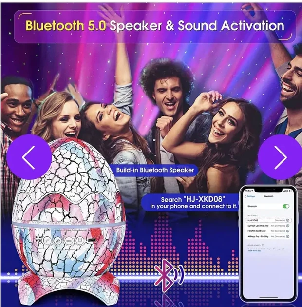 Проектор галактики Яйце лазерне з Bluetooth колонкою пультом Фіолетовий - фото 9