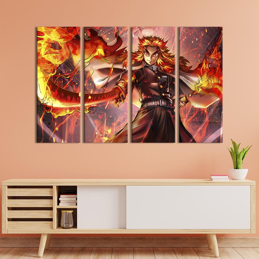 Картина модульная из 4 частей Demon Slayer Kyojuro Rengoku L 149x93 см (724-41)