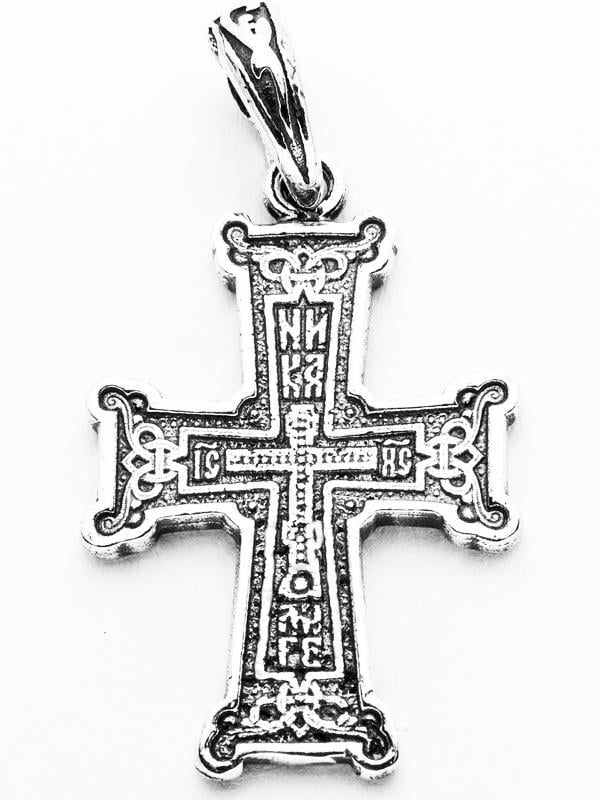 Срібний хрест з Розп'яттям Голгофський Хрест Православний