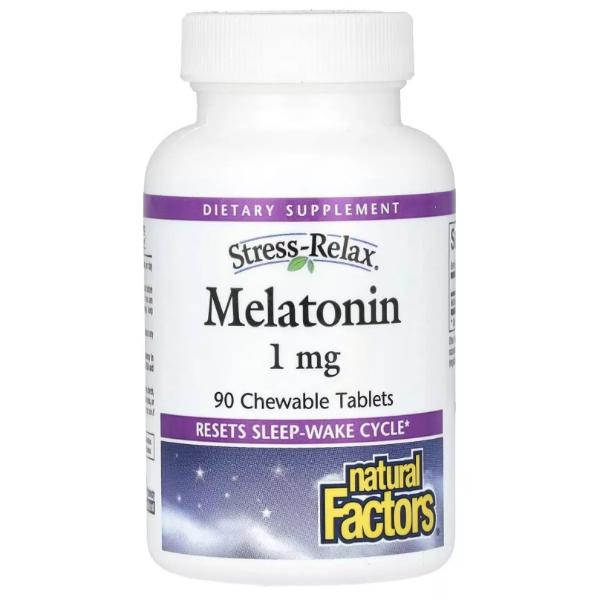 Натуральная добавка Natural Factors Stress-Relax Melatonin 1 мг 90 chewable tabs. (000022100)