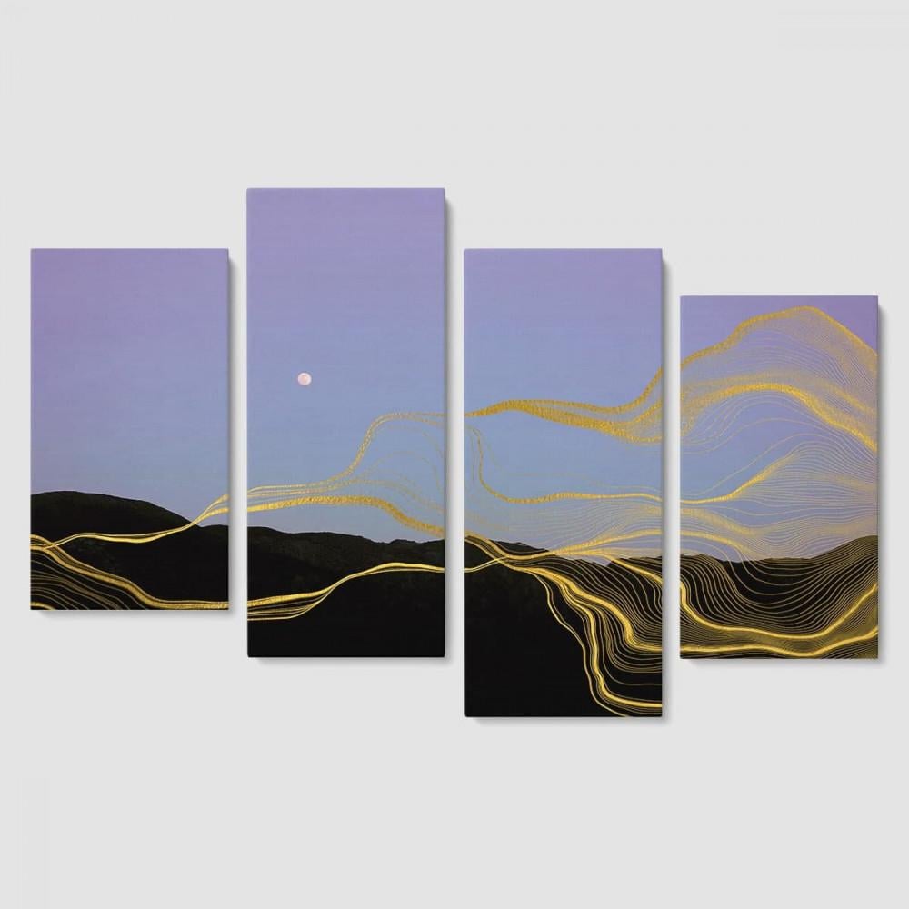 Модульная картина Malevich Store Black Mountains из четырех частей 129x90 см (MK412817)