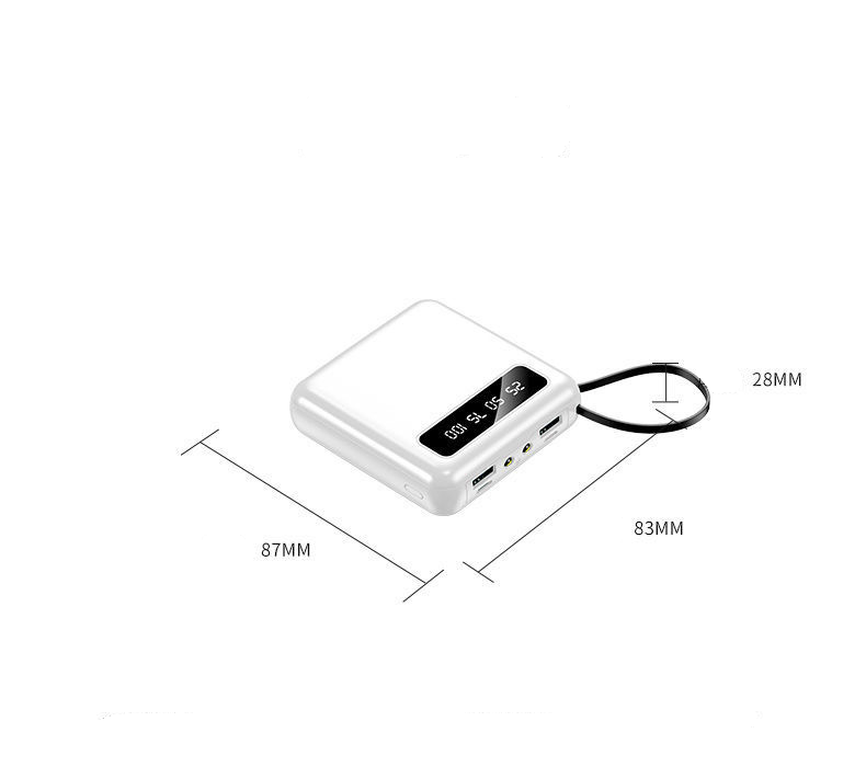 Зарядка УМБ Powerbank портативная со встроенными шнурами и фонарем 20000 mAh Белый - фото 3