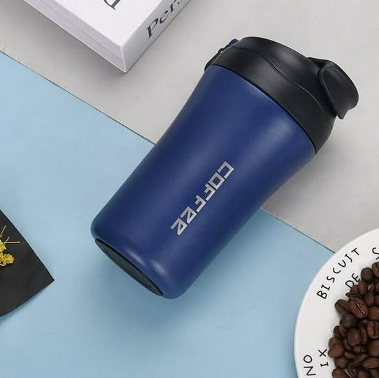 Термочашка з трубочкою Coffee 400 мл Синій (407004) - фото 1 Термочашка з трубочкою Coffee 400 мл Синій (407004) - фото 1