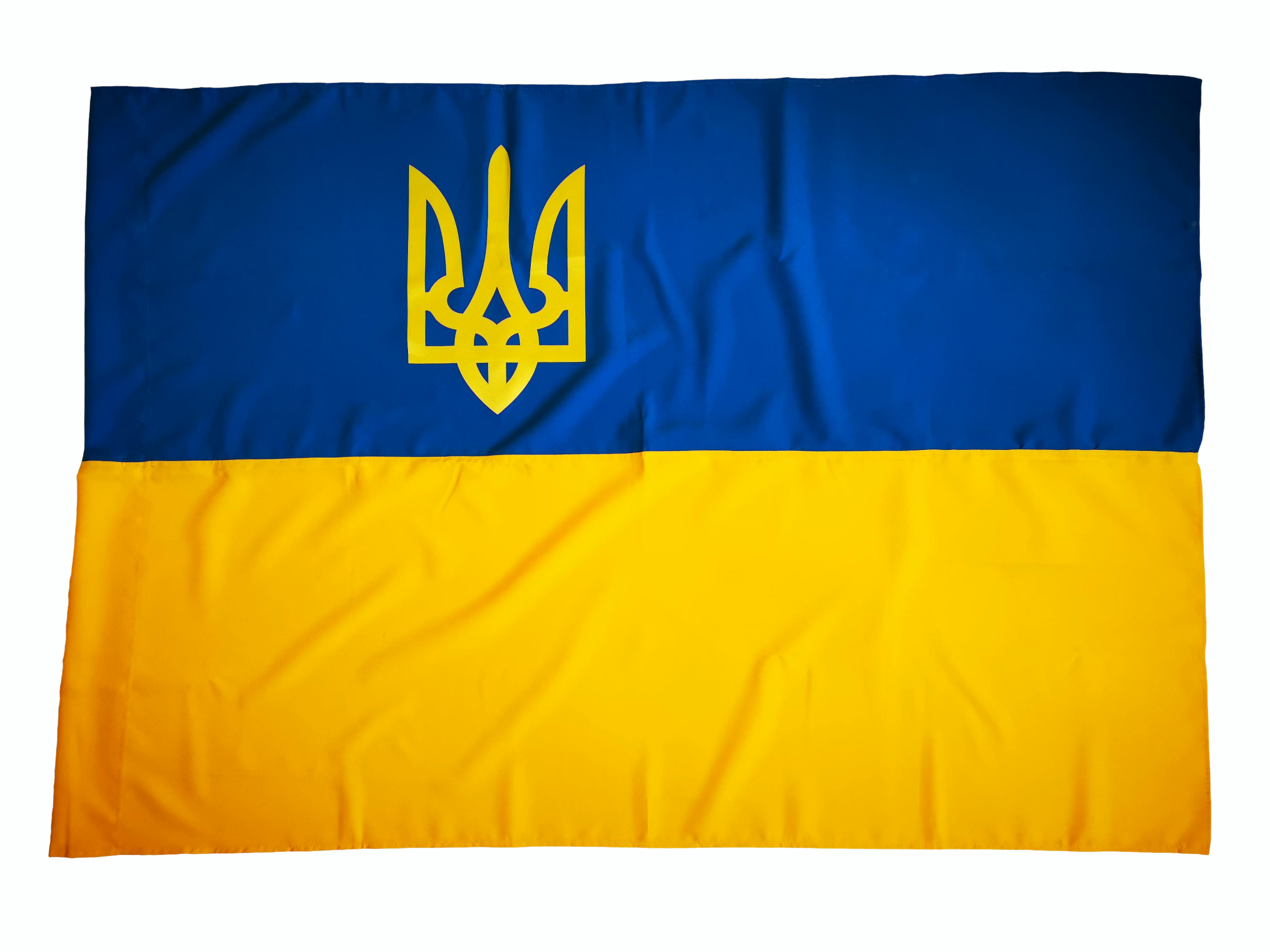 Флаг Украины габардин с трезубом 90х135 см (п6Гт)
