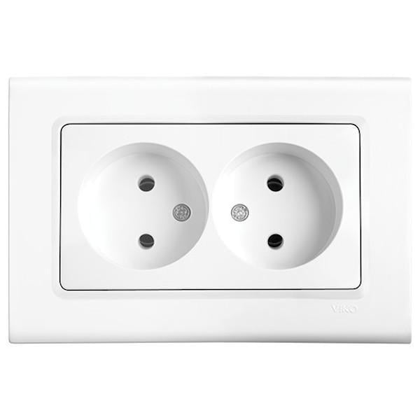 Розетка двомісна Viko Linnera без заземлення Білий (00000012550)