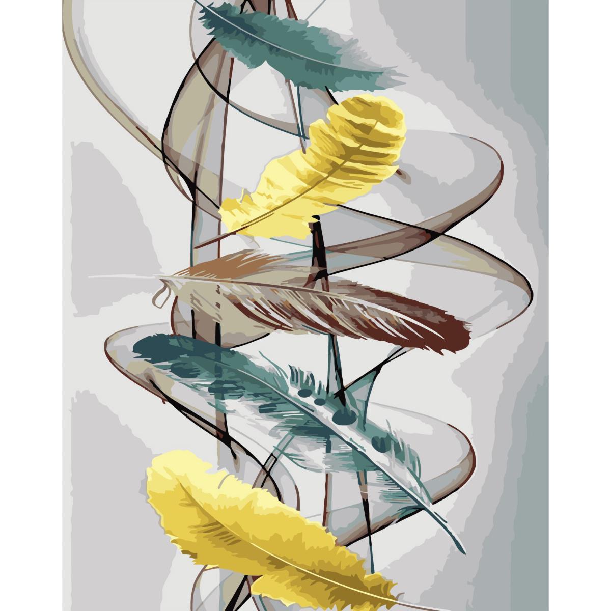 Картина по номерам Strateg Премиум Абстракция из перьев с лаком 40х50 см (SY6818)