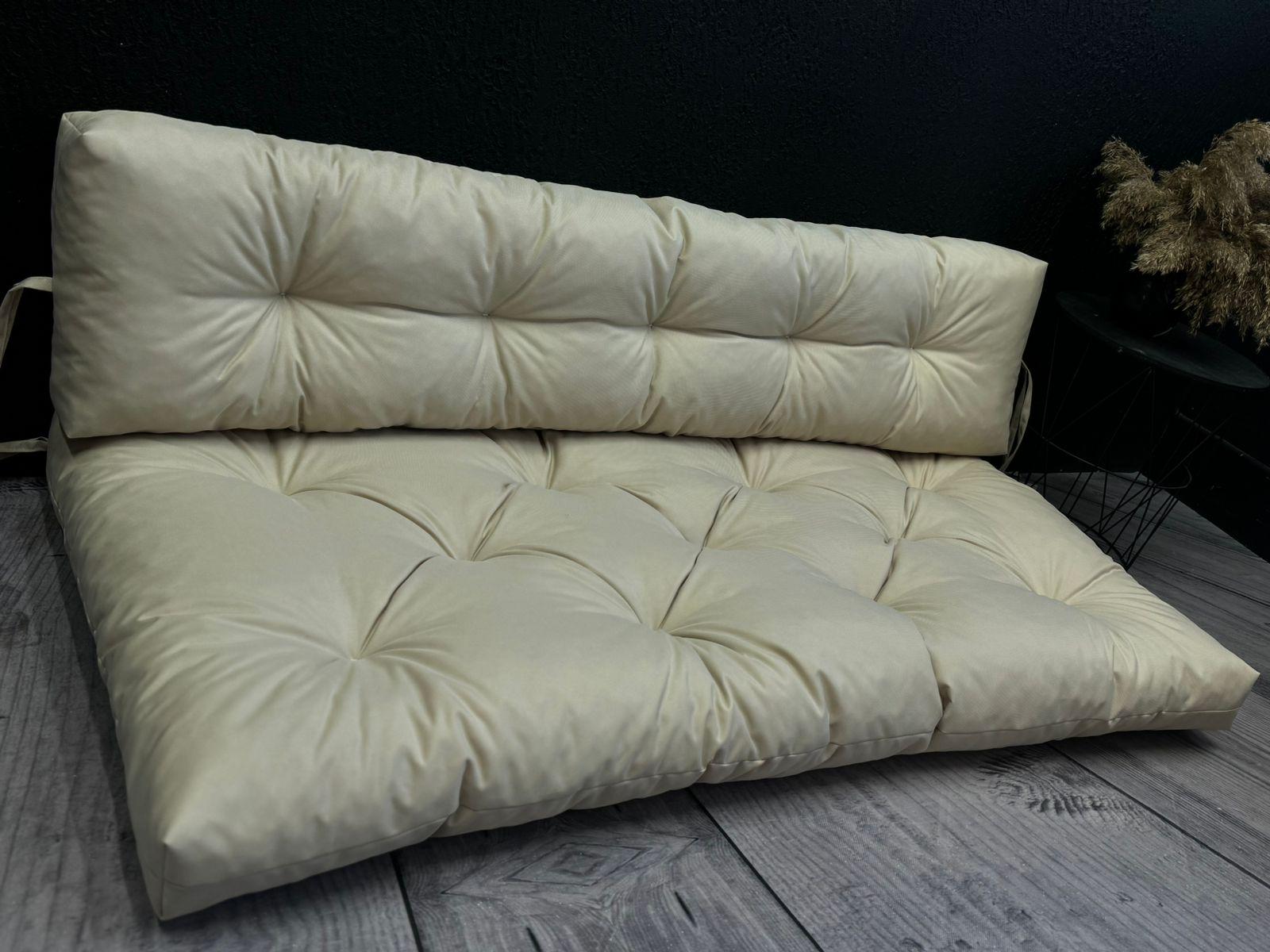 Подушки на диван із піддонів/садову гойдалку/лавочку оксфорд 120x60x40 см Молочний