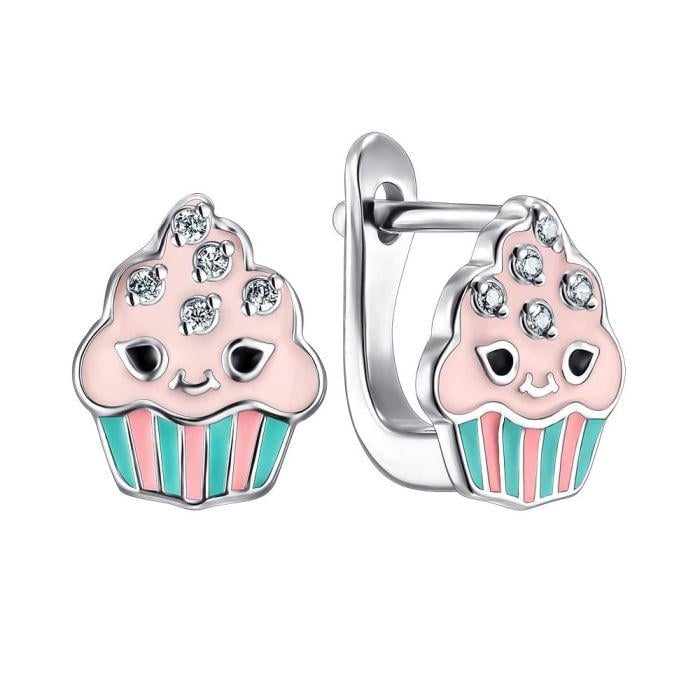 Серьги детские серебряные Кекс 925° (548868213)