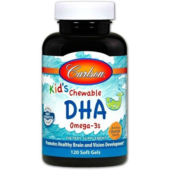 Жирные кислоты Омега 3 Carlson Labs Kid's Chewable DHA 120 Soft Gels Bursting Orange Flavor (CAR-01571)