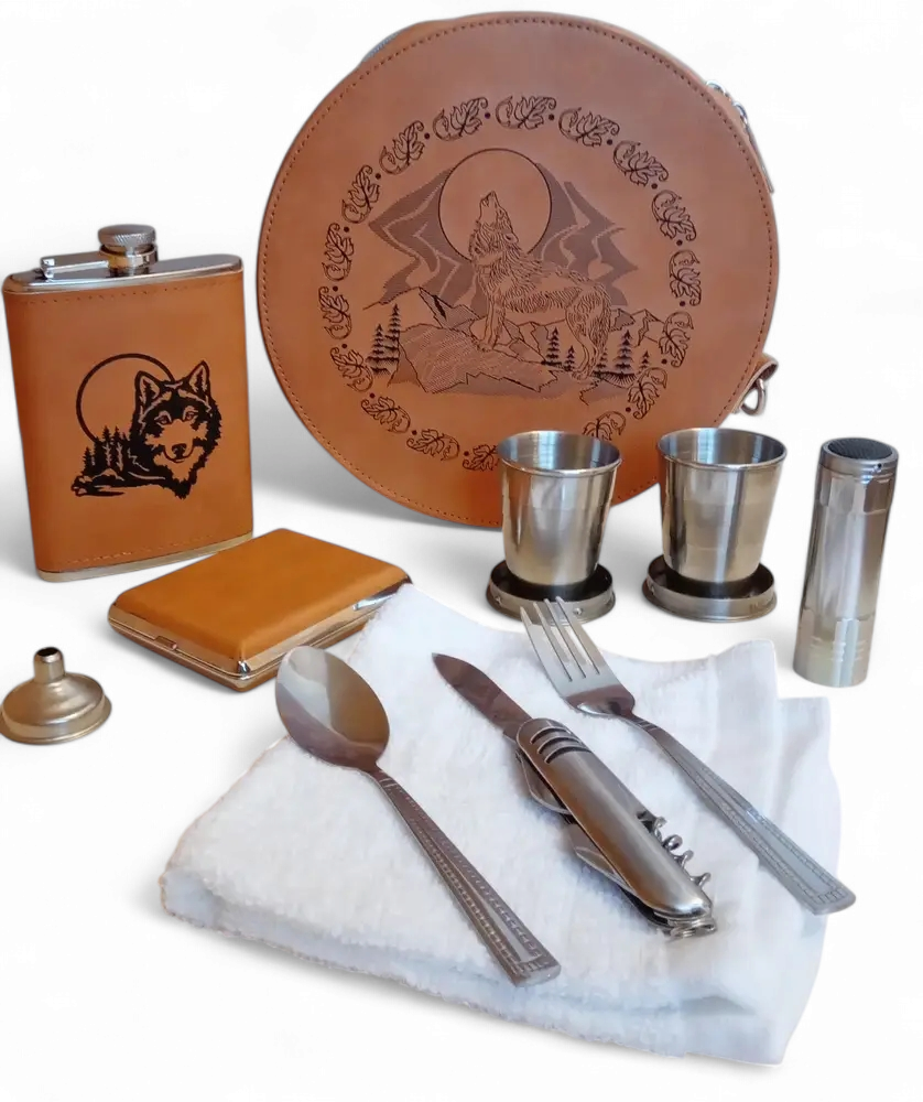 Туристический набор Steppe Wolf в кожаном кейсе (2438439894) - фото 4 Туристический набор Steppe Wolf в кожаном кейсе (2438439894) - фото 4