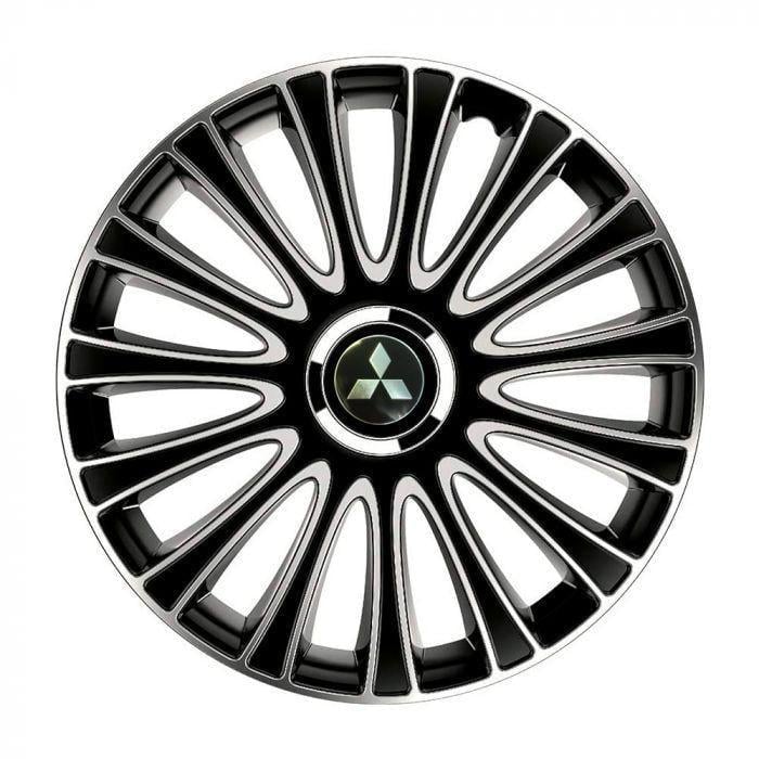 Колпаки для колес 4 Racing Le Mans Pro R15 с логотипом Mitsubishi 4 шт. Silver/Black
