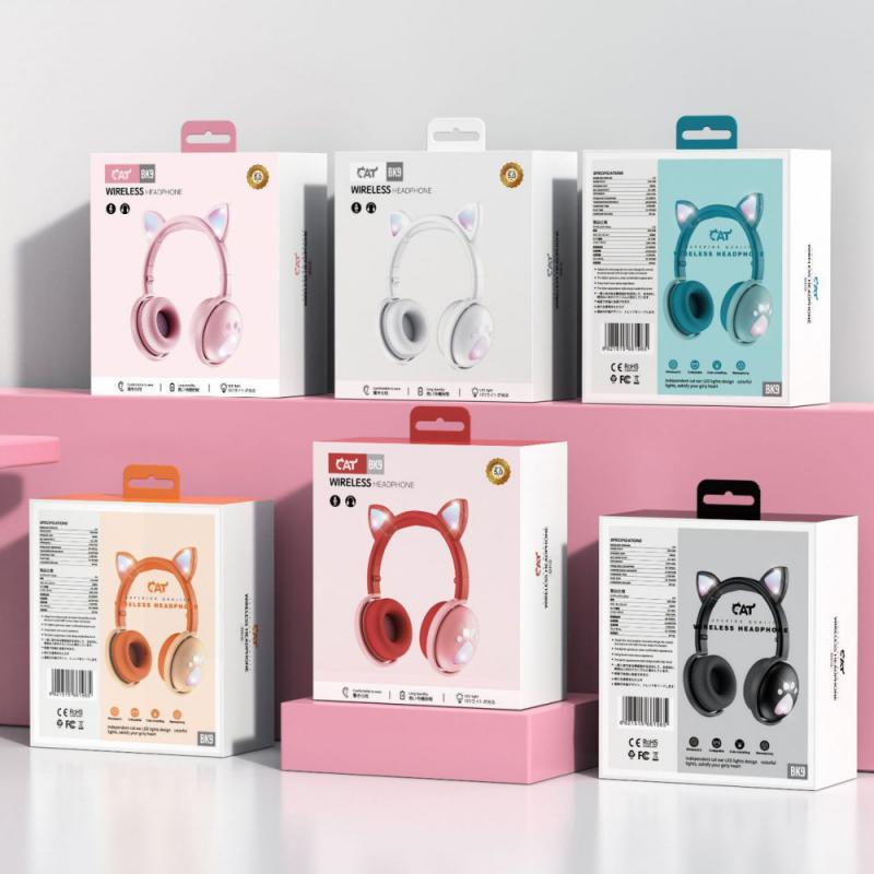 Наушники беспроводные детские BK9 с ушками LED Зеленый (26389231) - фото 4 Наушники беспроводные детские BK9 с ушками LED Зеленый (26389231) - фото 4