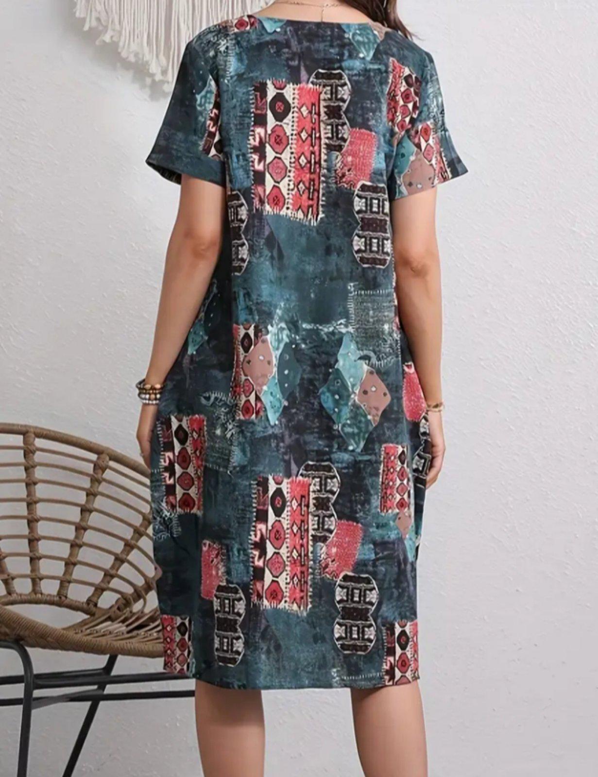 Сукня лляна з короткими рукавами ХХL Темно-зелений (00213) - фото 2 Сукня лляна з короткими рукавами ХХL Темно-зелений (00213) - фото 2