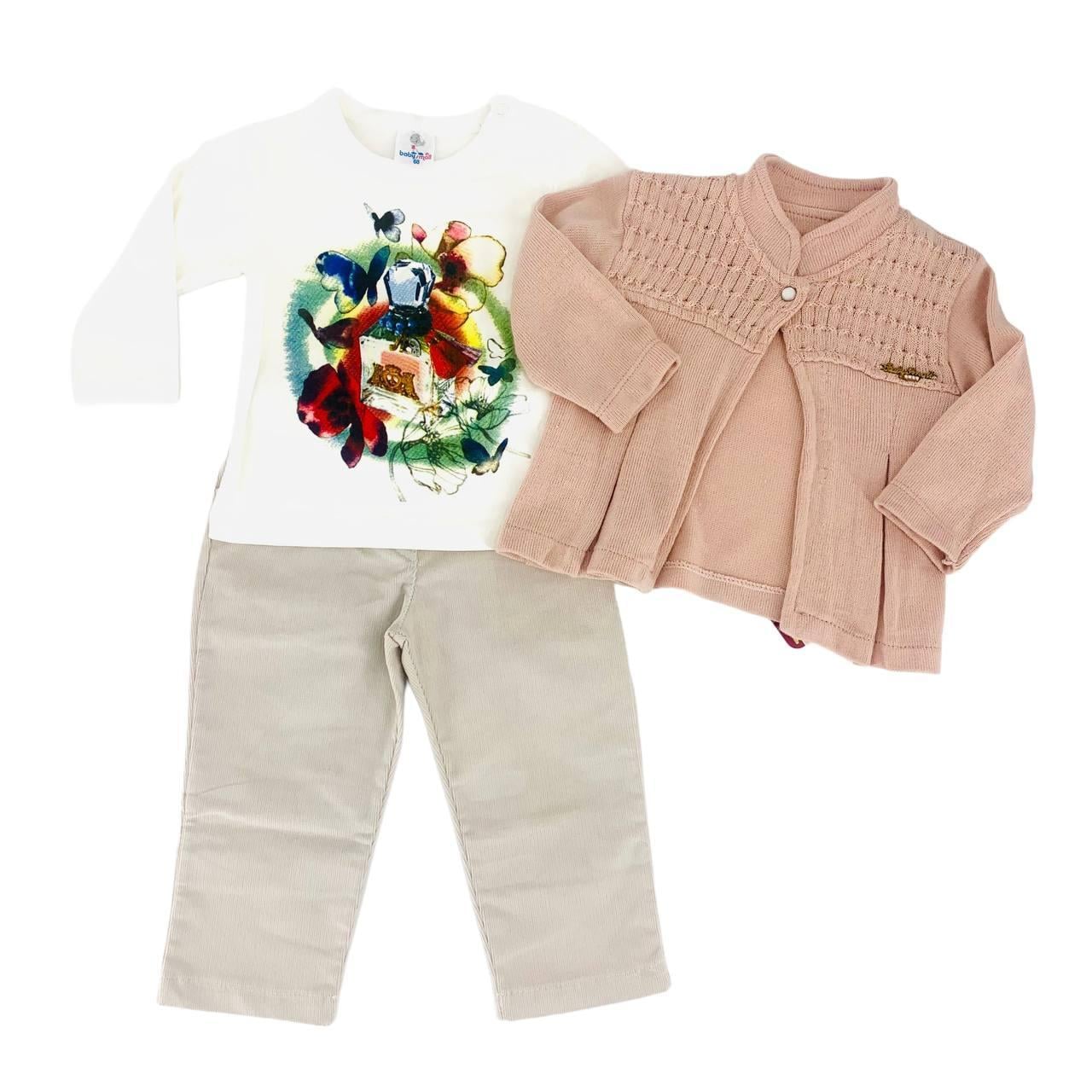 Комплект Baby Small 160482 кофта/штани/футболка 68 см 6 міс. Бежевий/пудра (2421042559)