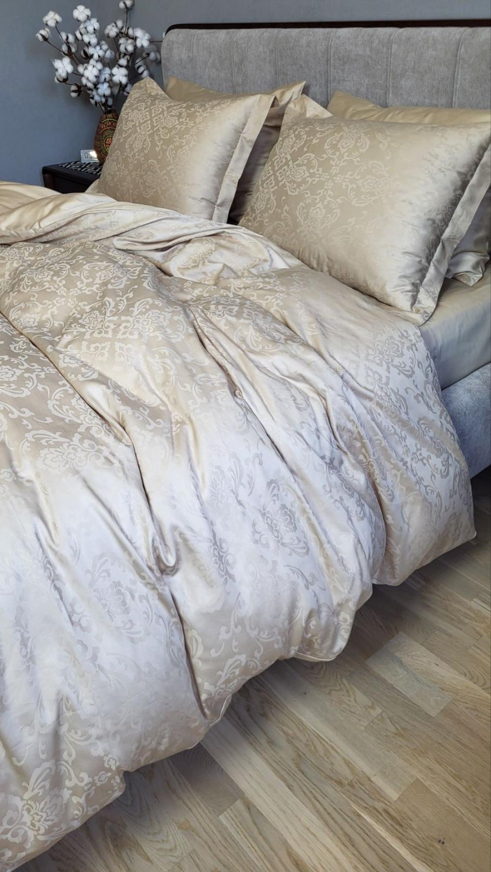 Комплект постільної білизни Мир сатин жакард Premium сімейний/наволочки 50х70/70х70 см Caspe Beige (6107) - фото 6 Комплект постільної білизни Мир сатин жакард Premium сімейний/наволочки 50х70/70х70 см Caspe Beige (6107) - фото 6