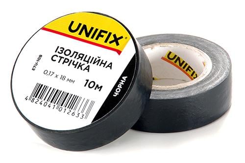 Изолента Unifix 170 мкм 18 мм 10 м 1 шт. Черный