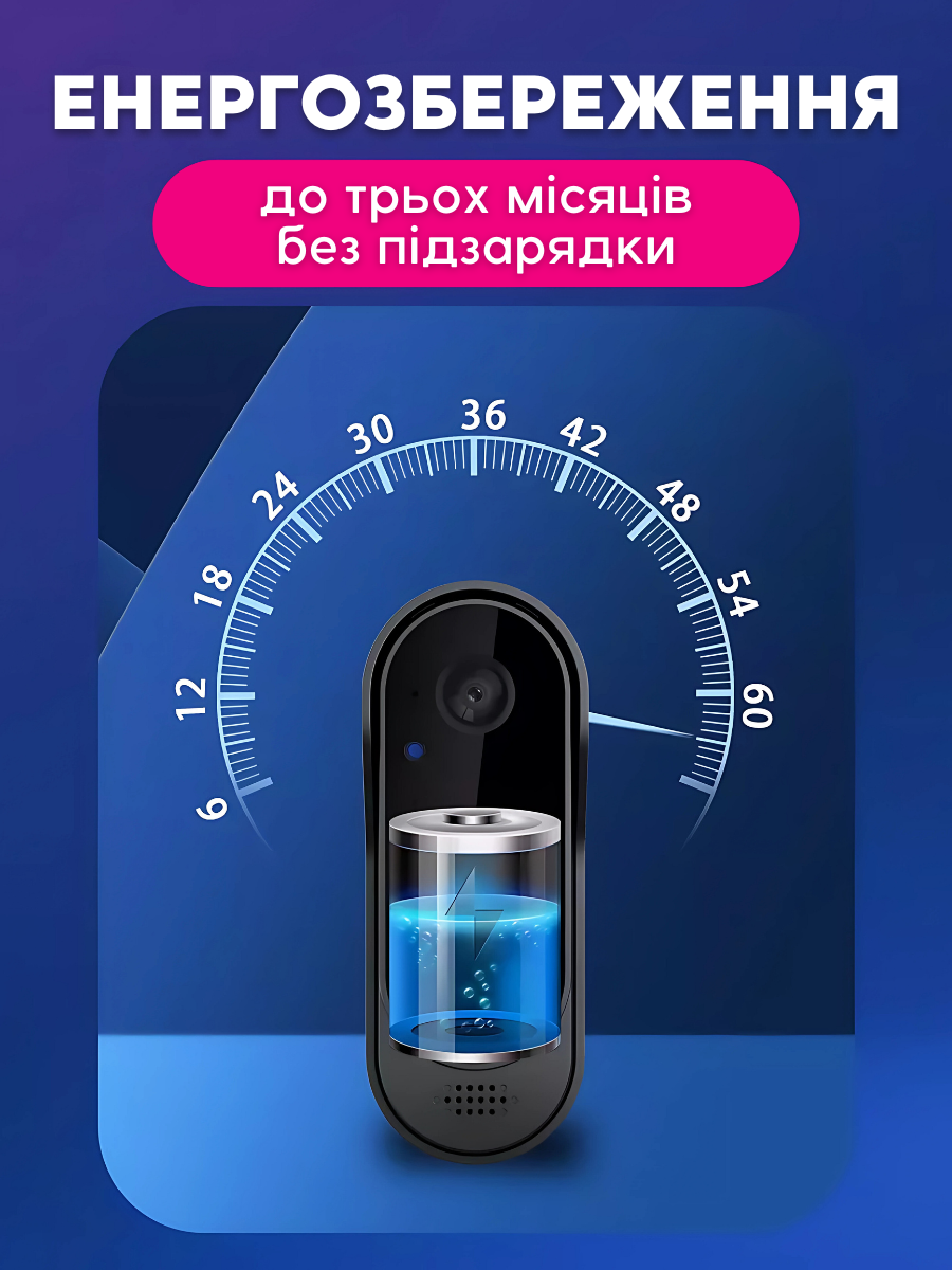 Дзвінок дверний з камерою і домофоном Wi-fi від USB Чорний (1247664222) - фото 3 Дзвінок дверний з камерою і домофоном Wi-fi від USB Чорний (1247664222) - фото 3