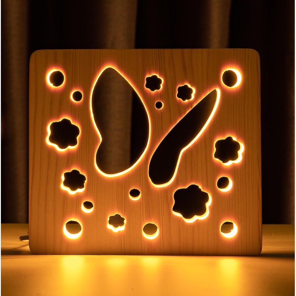 Ночник из дерева ArtEco Light LED Бабочка с пультом Белый теплый (1020414)