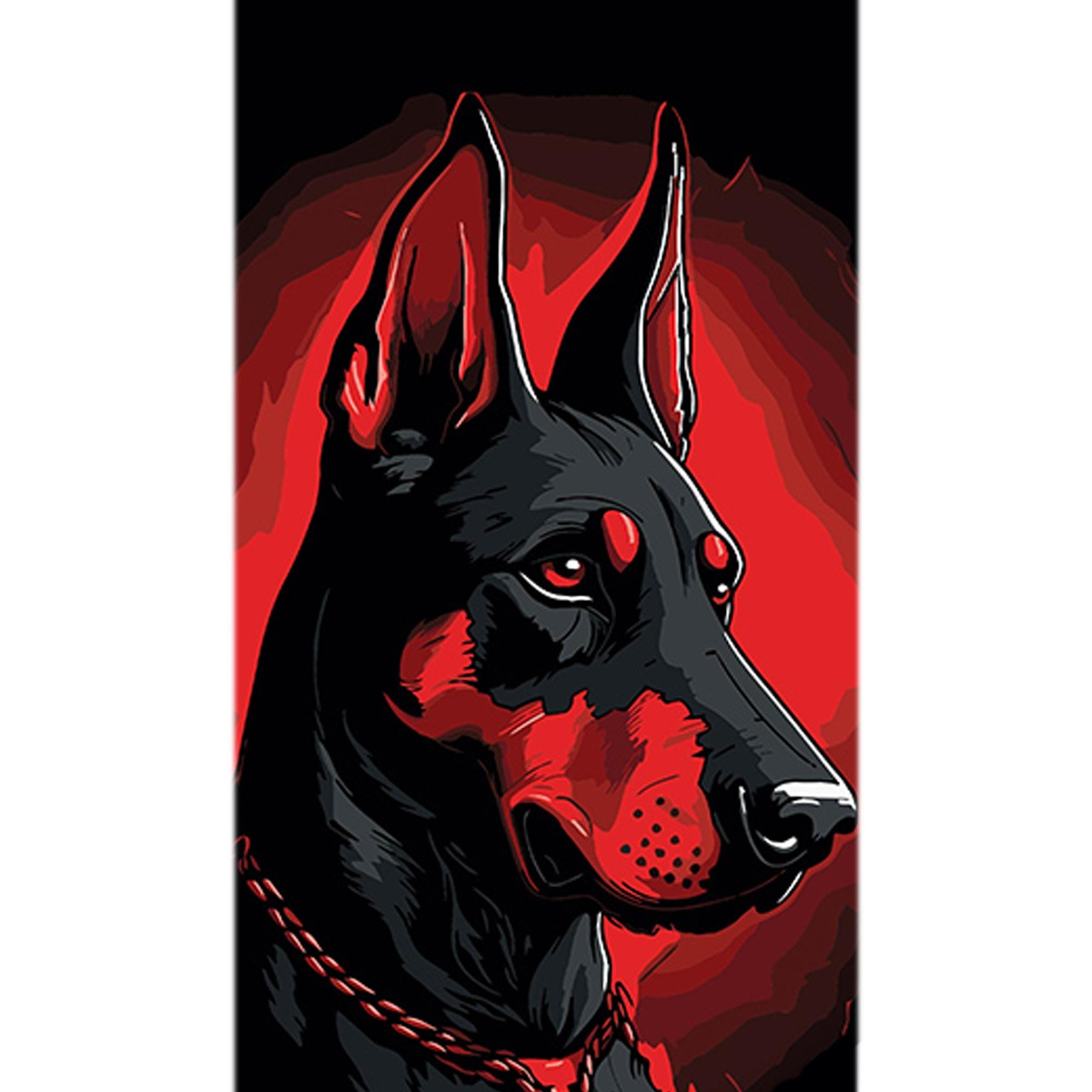 Картина по номерам Strateg Премиум Красный страж на черном фоне 50x25 см (Str-BH5025-7)