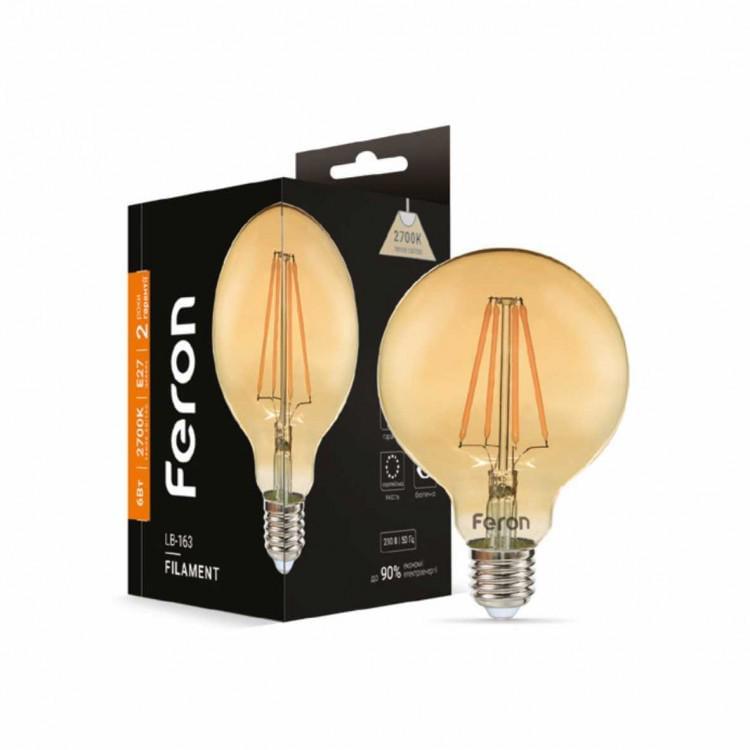 Лампа світлодіодна Feron Filament LB-163 6 Вт E27 2700K Золотий (27844634)